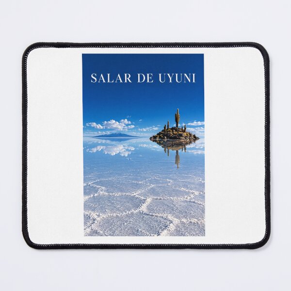 Item preview, Salar de Uyuni Bolivia Travel Poster – Salt Flats Mirror Reflection – Andes Cactus Island Art designed and sold by bobscraze.