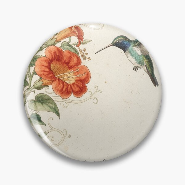 Item preview, Vintage Hummingbird and Trumpet Vine Plate in Gilt designed and sold by PictorialWhimsy.