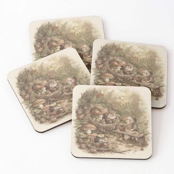 Item preview, Beetle Folk Repairing a Cracked Acorn Cup designed and sold by PictorialWhimsy.