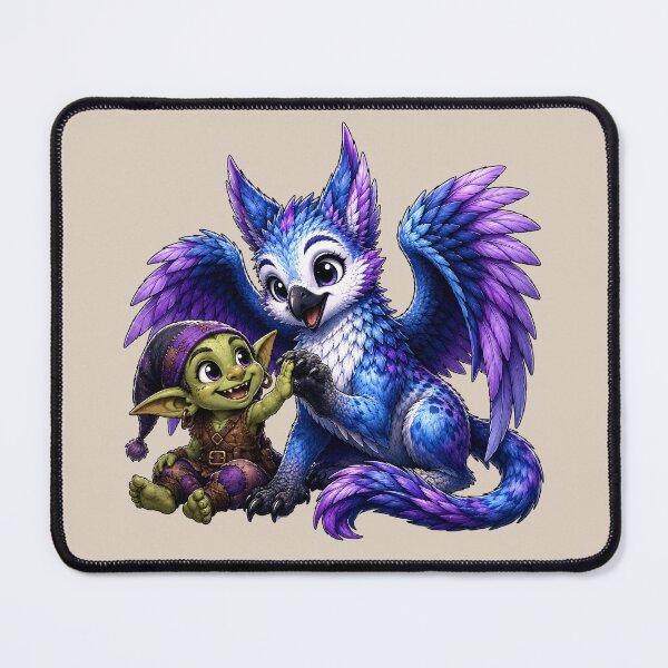 Item preview, Cute Baby Griffin and Goblin Friends Whimsical Fantasy Art designed and sold by Hatchling Hollow.