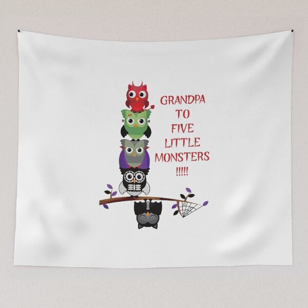 Item preview, Grandpa to Five Little Monsters (on White) designed and sold by PawsitiveMum3.