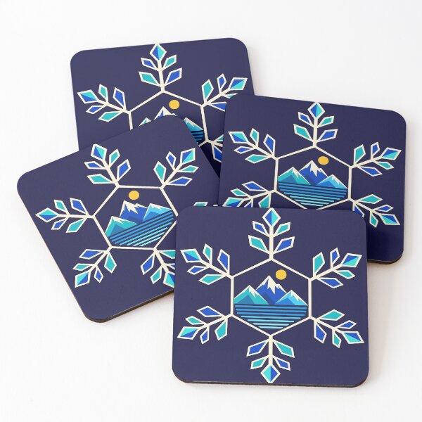 Item preview, Geometric Snowflake with Mountain Landscape - Winter Outdoor Adventure Design designed and sold by AliveStyle.