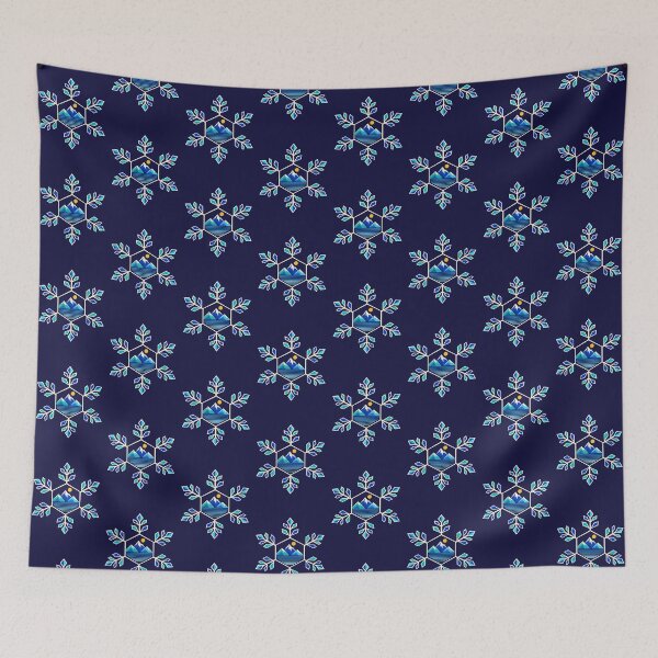 Item preview, Geometric Snowflake with Mountain Landscape - Winter Outdoor Adventure Design designed and sold by AliveStyle.