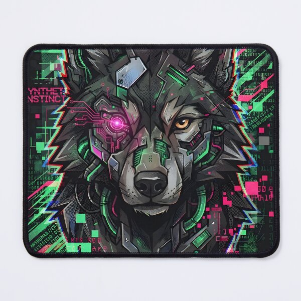 Item preview, Cyber Glitch Wolf Fursona Digital Data Stream Abstract Art designed and sold by DuckOddity.
