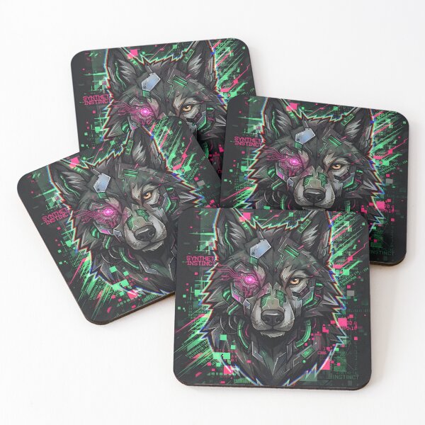 Item preview, Cyber Glitch Wolf Fursona Digital Data Stream Abstract Art designed and sold by DuckOddity.