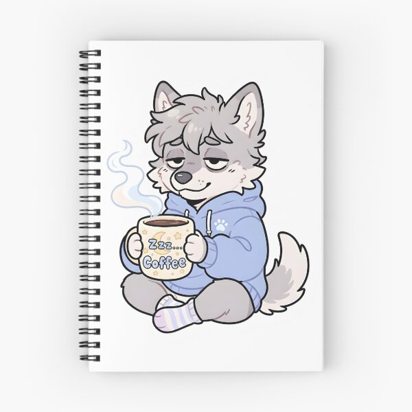 Item preview, Sleepy Coffee Lover Wolf Fursona Cute Chibi Meme Sticker designed and sold by DuckOddity.
