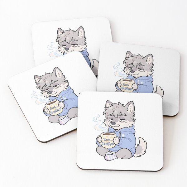 Item preview, Sleepy Coffee Lover Wolf Fursona Cute Chibi Meme Sticker designed and sold by DuckOddity.