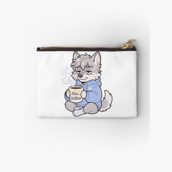 Item preview, Sleepy Coffee Lover Wolf Fursona Cute Chibi Meme Sticker designed and sold by DuckOddity.