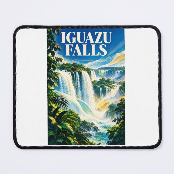 Item preview, Iguazu Falls Vintage Travel Poster – Retro Jungle Waterfall – South America Adventure Art Tee designed and sold by bobscraze.