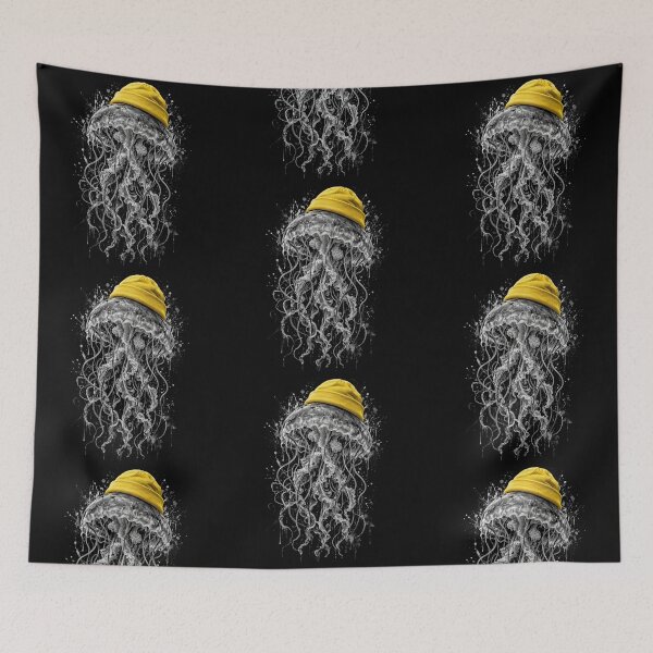 Item preview, Jellyfish Streetwear Yellow Beanie Cute Marine Life Graphic designed and sold by CF_VintageDesign.