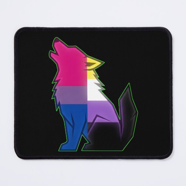 Item preview, Minimalist Neon Wolf Fursona Pride Flag Dual Tone Graphic designed and sold by DuckOddity.