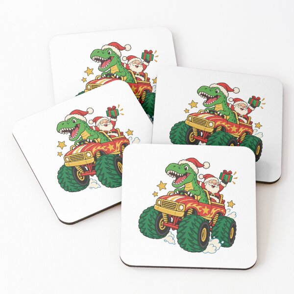 Item preview, Santa and Dinosaur Driving a Christmas Monster Truck designed and sold by skyartdesign.
