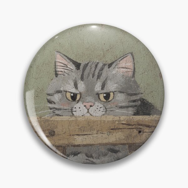 Item preview, Nosy Grey Cat Peeking Over the Fence designed and sold by PictorialWhimsy.