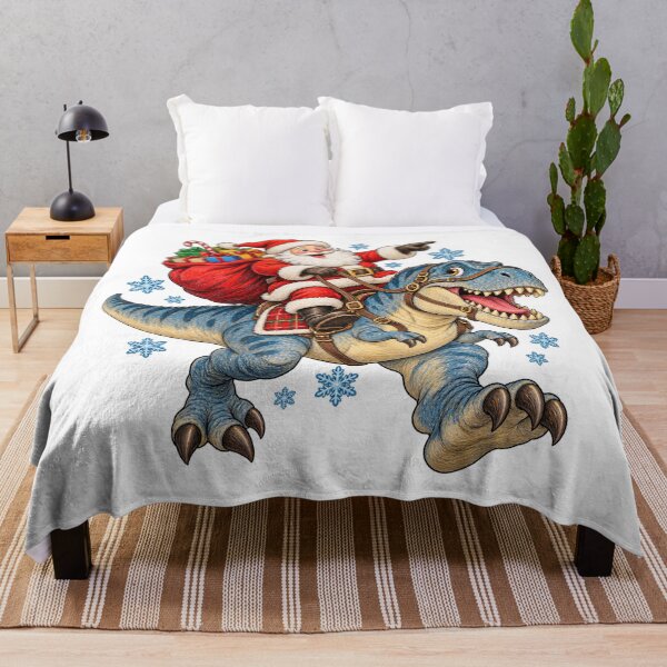Item preview, Santa Riding a Blue T Rex with Gifts designed and sold by skyartdesign.