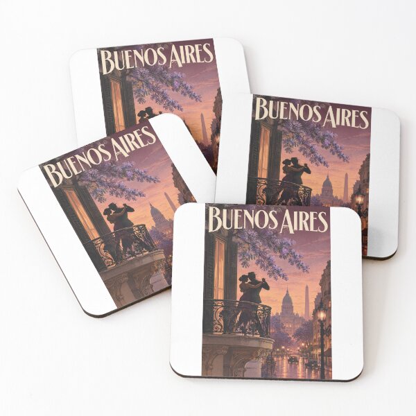 Item preview, Buenos Aires Vintage Travel Poster – Tango Dancers & Jacaranda Sunset – Retro Argentina Art Tee designed and sold by bobscraze.
