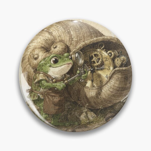Item preview, Frog Clockmaker Winding a Snail-Shell Clock designed and sold by PictorialWhimsy.