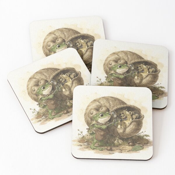 Item preview, Frog Clockmaker Winding a Snail-Shell Clock designed and sold by PictorialWhimsy.
