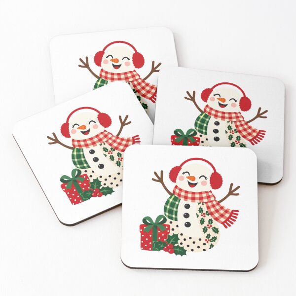 Item preview, Happy Patchwork Snowman with Earmuffs and Christmas Gift designed and sold by skyartdesign.