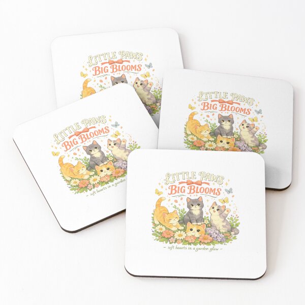 Item preview, Little Paws Big Blooms Cute Kittens Floral Garden Cottagecore Cat Art designed and sold by inkoutninja.