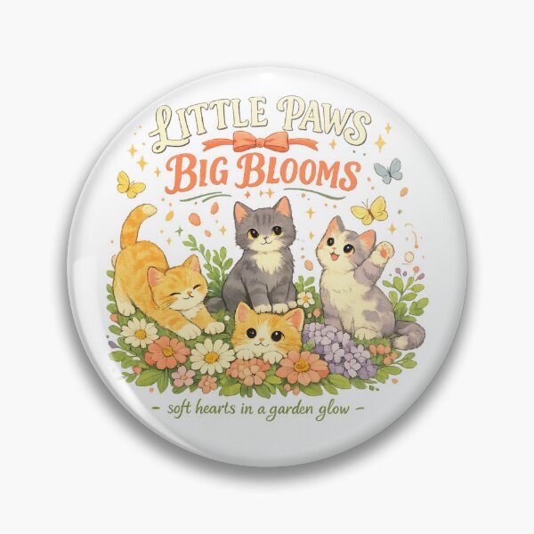 Item preview, Little Paws Big Blooms Cute Kittens Floral Garden Cottagecore Cat Art designed and sold by inkoutninja.