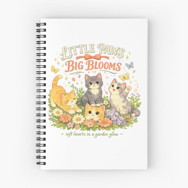 Item preview, Little Paws Big Blooms Cute Kittens Floral Garden Cottagecore Cat Art designed and sold by inkoutninja.