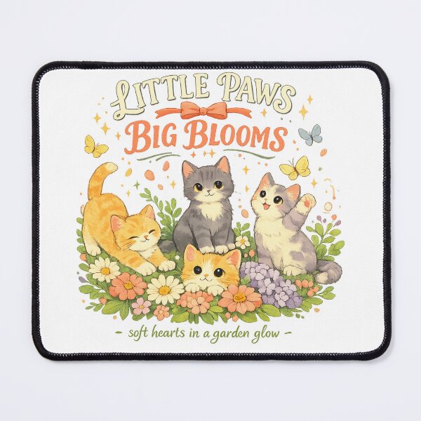 Item preview, Little Paws Big Blooms Cute Kittens Floral Garden Cottagecore Cat Art designed and sold by inkoutninja.