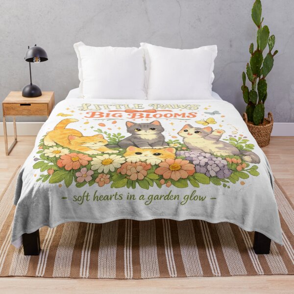 Item preview, Little Paws Big Blooms Cute Kittens Floral Garden Cottagecore Cat Art designed and sold by inkoutninja.