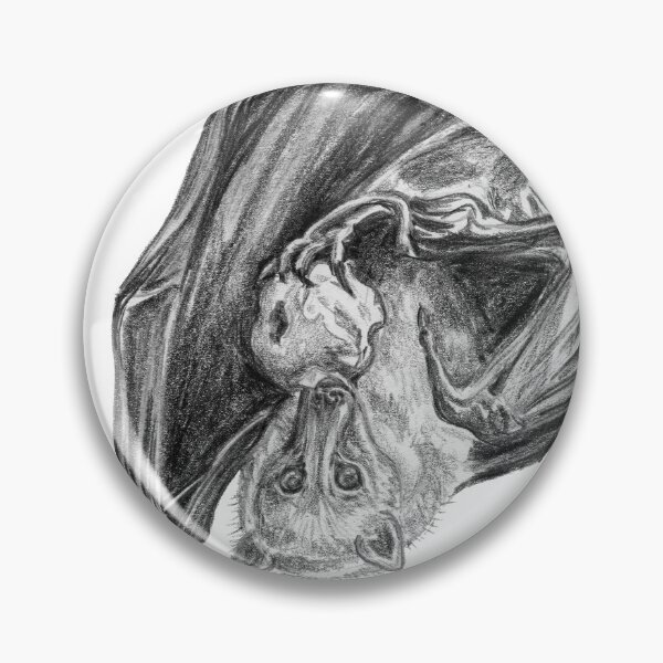 Artikelvorschau, Niedliche Flughund-Fledermaus-Bleistiftskizze, verspielter Himmelswelpe, Kunst entworfen und verkauft von Dina's Fine Arts.