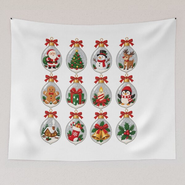 Item preview, Twelve Christmas Ornaments with Festive Holiday Characters designed and sold by skyartdesign.