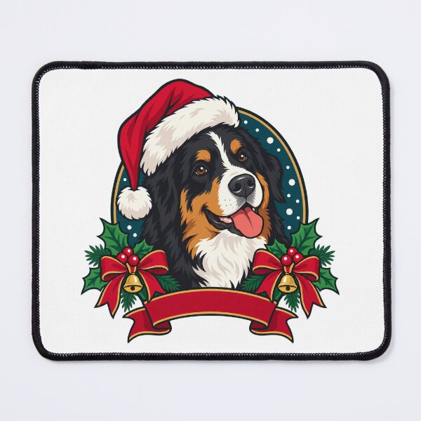 Item preview, Bernese Mountain Dog Christmas Portrait with Holly designed and sold by skyartdesign.