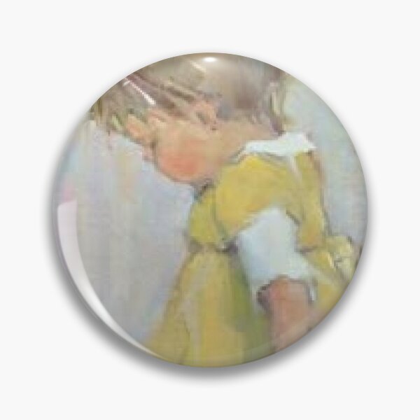 Item preview, Oil Painting Little Girl Yellow Dress Vintage Impressionist designed and sold by CanvasMeadow.
