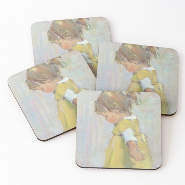 Item preview, Oil Painting Little Girl Yellow Dress Vintage Impressionist designed and sold by CanvasMeadow.