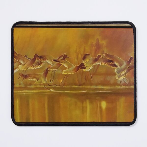 Item preview, Oil Painting Flying Avocets Birds Golden Sunset Wetland designed and sold by CanvasMeadow.