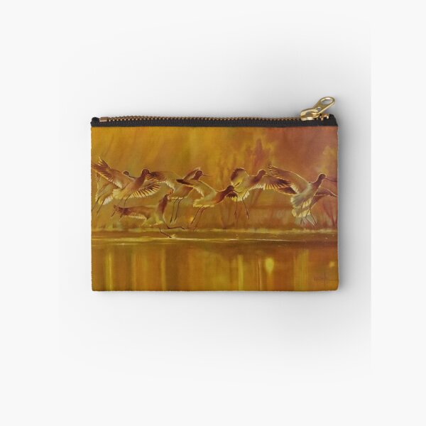 Item preview, Oil Painting Flying Avocets Birds Golden Sunset Wetland designed and sold by CanvasMeadow.