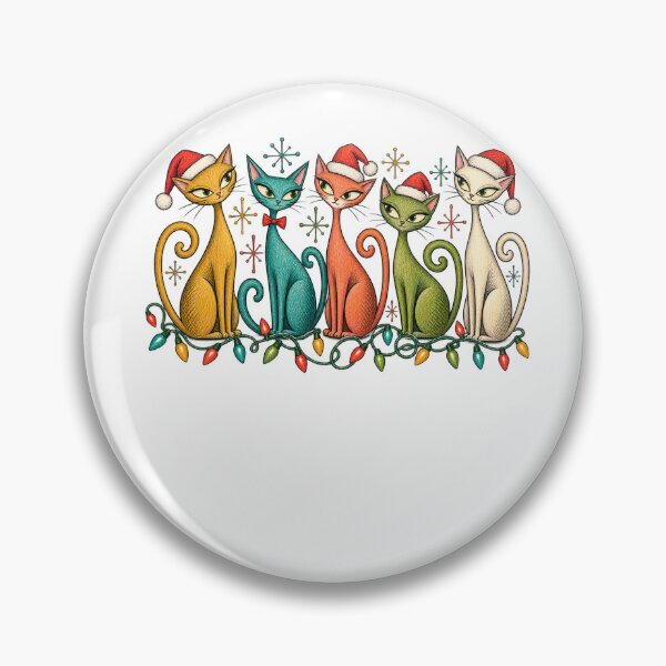 Item preview, Five Retro Christmas Cats with Festive Lights designed and sold by skyartdesign.