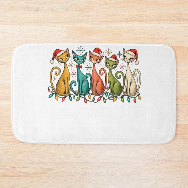 Item preview, Five Retro Christmas Cats with Festive Lights designed and sold by skyartdesign.