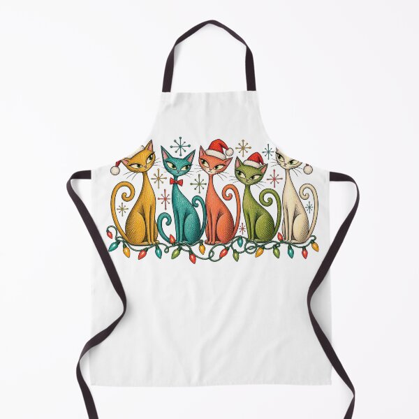 Item preview, Five Retro Christmas Cats with Festive Lights designed and sold by skyartdesign.
