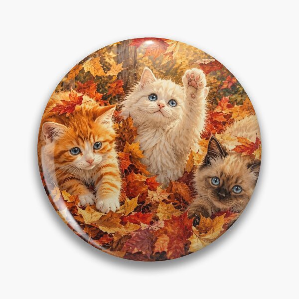 Item preview, Three Kittens Playing in Autumn Leaves by Orikall designed and sold by HippieWorks.