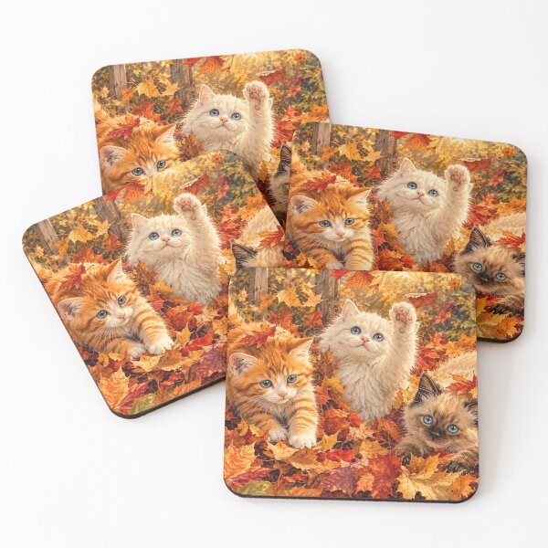 Item preview, Three Kittens Playing in Autumn Leaves by Orikall designed and sold by HippieWorks.
