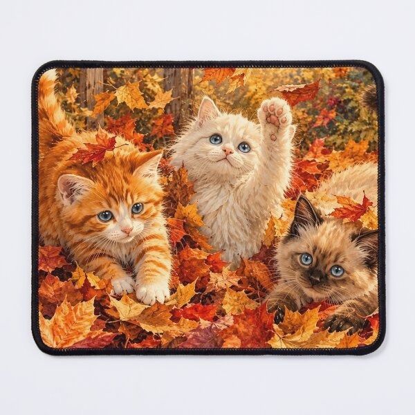 Item preview, Three Kittens Playing in Autumn Leaves by Orikall designed and sold by HippieWorks.