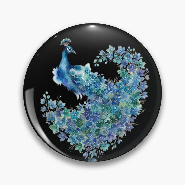 Item preview, Elegant Blue Watercolor Floral Peacock Art designed and sold by bvdesignart.
