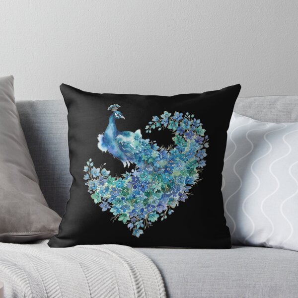 Item preview, Elegant Blue Watercolor Floral Peacock Art designed and sold by bvdesignart.