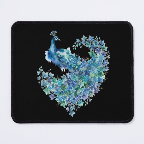 Item preview, Elegant Blue Watercolor Floral Peacock Art designed and sold by bvdesignart.