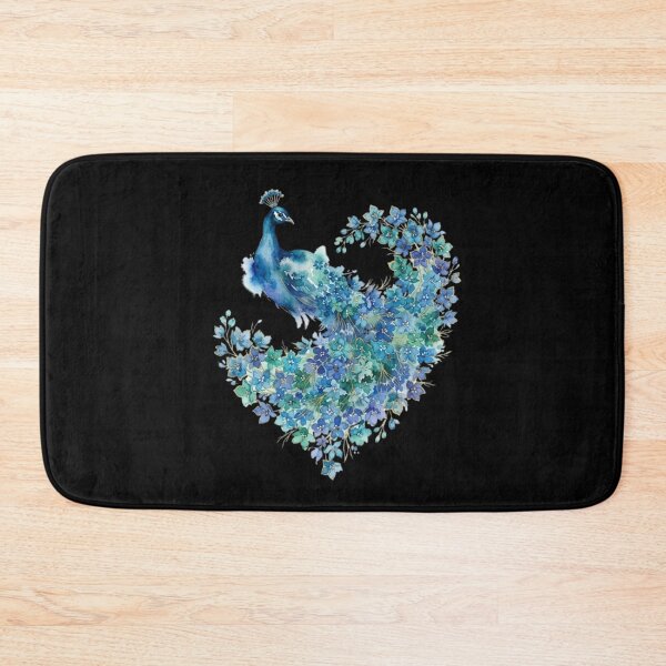 Item preview, Elegant Blue Watercolor Floral Peacock Art designed and sold by bvdesignart.
