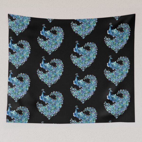 Item preview, Elegant Blue Watercolor Floral Peacock Art designed and sold by bvdesignart.