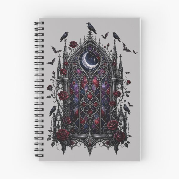 Item preview, Gothic Cathedral Window Red Roses Ravens Stained Glass designed and sold by CF_VintageDesign.