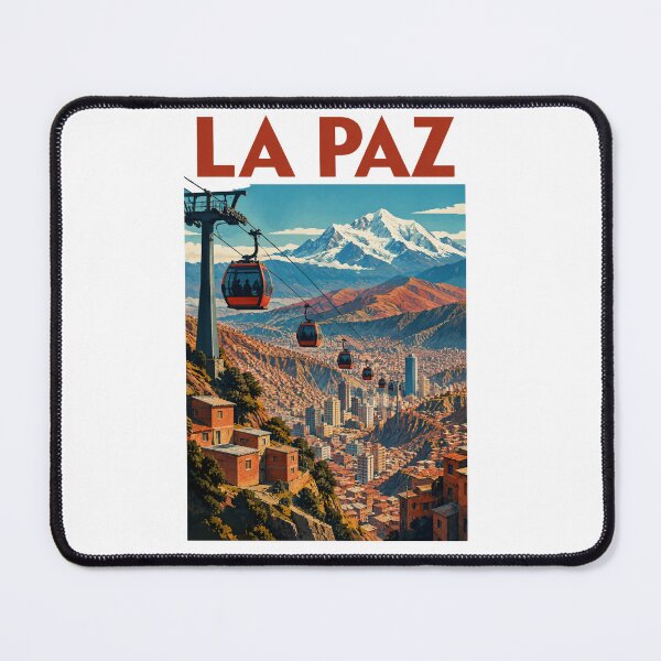 Item preview, La Paz Bolivia Vintage Travel Poster – Mi Teleferico Cable Car & Andes – Retro South America Art Tee designed and sold by bobscraze.