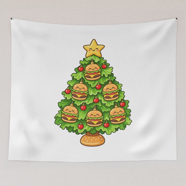 Item preview, Cute Burger Christmas Tree with Smiling Star designed and sold by skyartdesign.