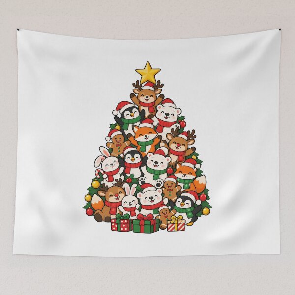 Item preview, Christmas Animal Friends Stacked into a Festive Tree designed and sold by skyartdesign.