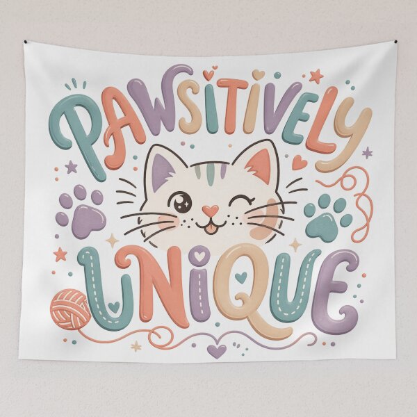 Item preview, Pawsitively Unique Cute Cat Pun Kawaii Yarn Lover Colorful Cat Art designed and sold by inkoutninja.